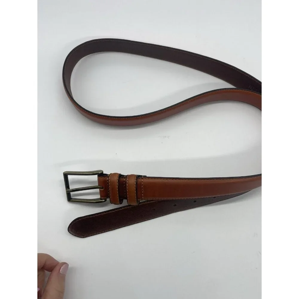 Men's Genuine Italian Leather Belt 48” Preppy Casual Career Party Brown‎ Tan